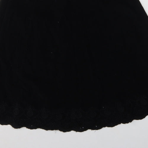 Marks & Spencer Women Black UK 14 A-Line Embroidered Knee Skirt
