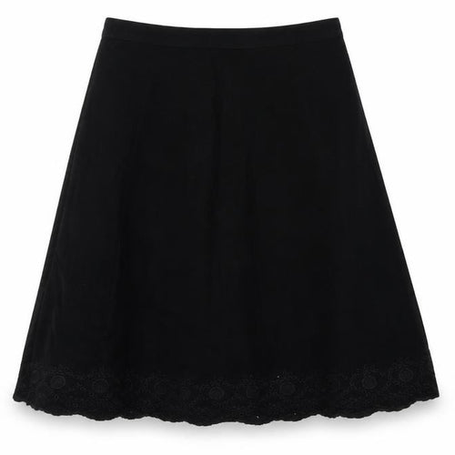 Marks & Spencer Women Black UK 14 A-Line Embroidered Knee Skirt