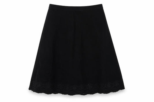 Marks & Spencer Women Black UK 14 A-Line Embroidered Knee Skirt