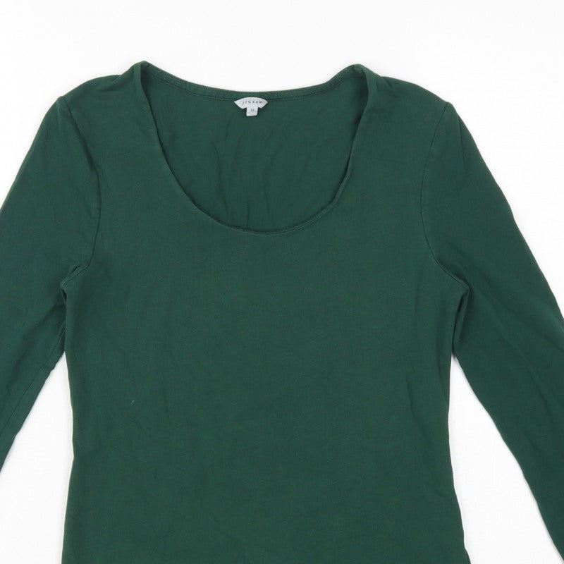 Jigsaw Women Green Size M Basic Scoop Neck Long Sleeve T-Shirt