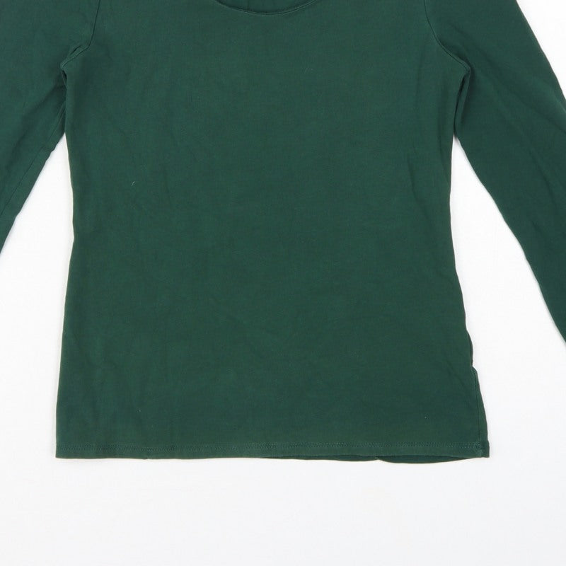 Jigsaw Women Green Size M Basic Scoop Neck Long Sleeve T-Shirt