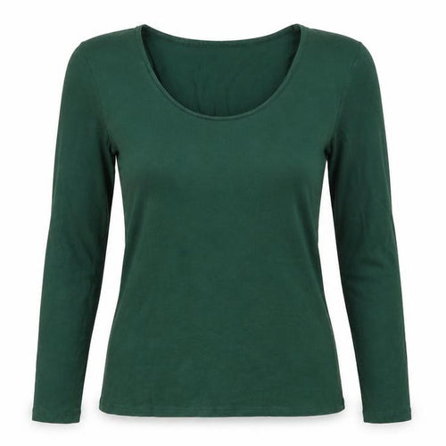 Jigsaw Women Green Size M Basic Scoop Neck Long Sleeve T-Shirt