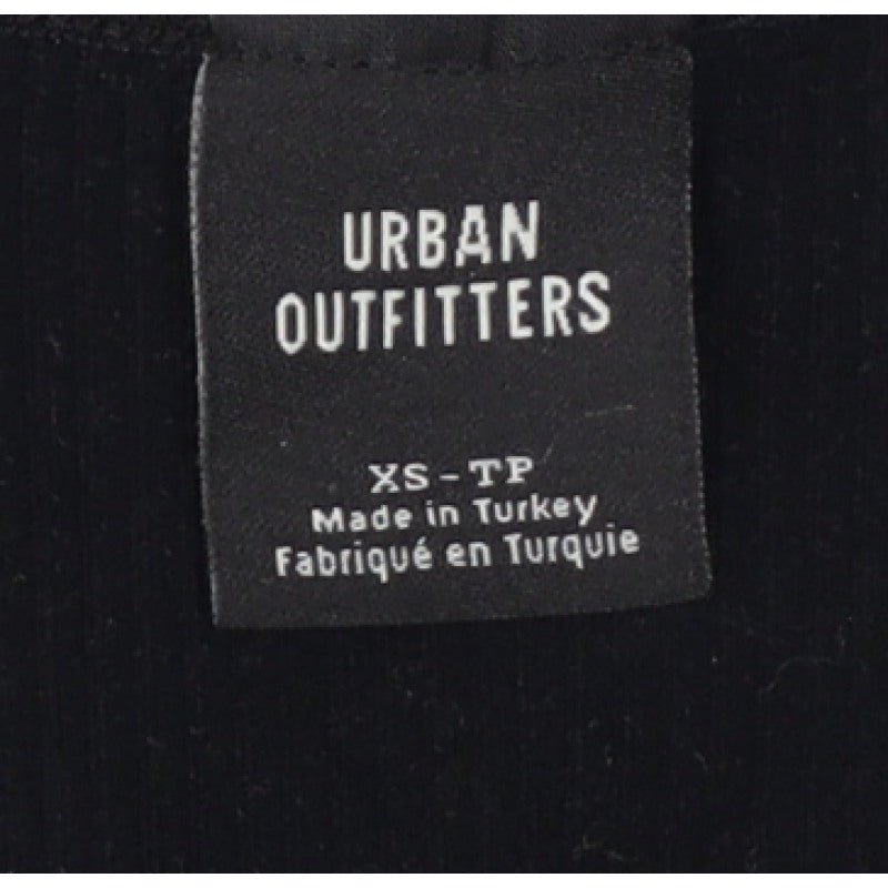 Urban Outfitters Women Black XS Cropped V-Neck Knit Long Sleeve Blouse