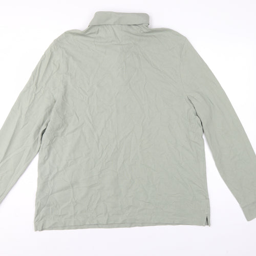 Marks and Spencer Men Green 3XL Regular Fit Long Sleeve Polo Shirt