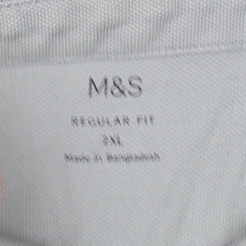 Marks and Spencer Men Green 3XL Regular Fit Long Sleeve Polo Shirt