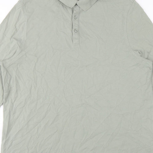 Marks and Spencer Men Green 3XL Regular Fit Long Sleeve Polo Shirt