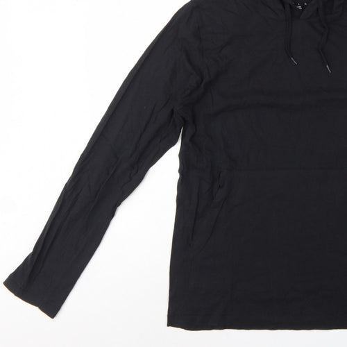 FCUK Men’s Black M Pullover Hoodie Logo Cotton Pocket