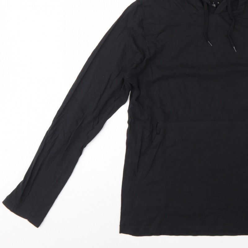 FCUK Men’s Black M Pullover Hoodie Logo Cotton Pocket