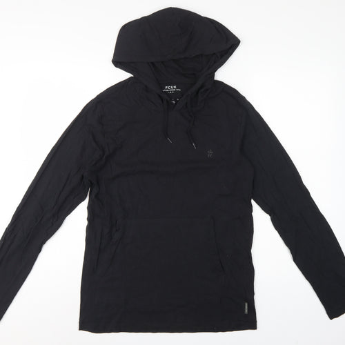FCUK Men’s Black M Pullover Hoodie Logo Cotton Pocket