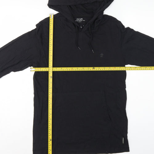 FCUK Men’s Black M Pullover Hoodie Logo Cotton Pocket