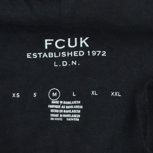 FCUK Men’s Black M Pullover Hoodie Logo Cotton Pocket