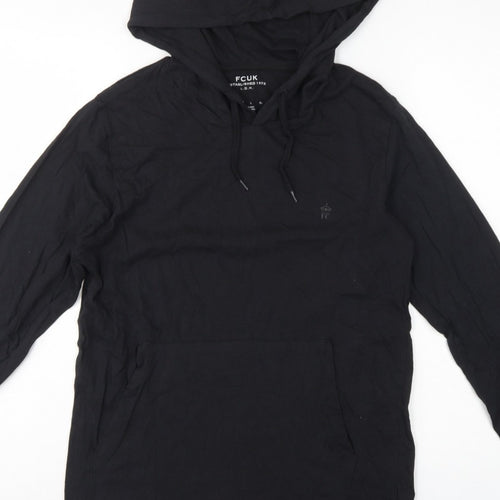 FCUK Men’s Black M Pullover Hoodie Logo Cotton Pocket