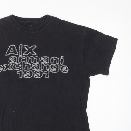 Armani Exchange Men’s Black S Logo Graphic Cotton Crew Neck T-Shirt