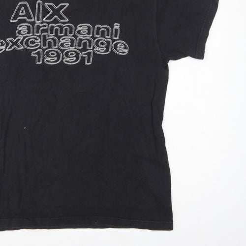 Armani Exchange Men’s Black S Logo Graphic Cotton Crew Neck T-Shirt
