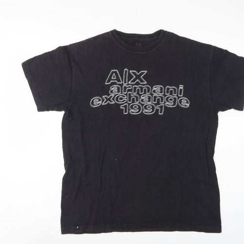 Armani Exchange Men’s Black S Logo Graphic Cotton Crew Neck T-Shirt