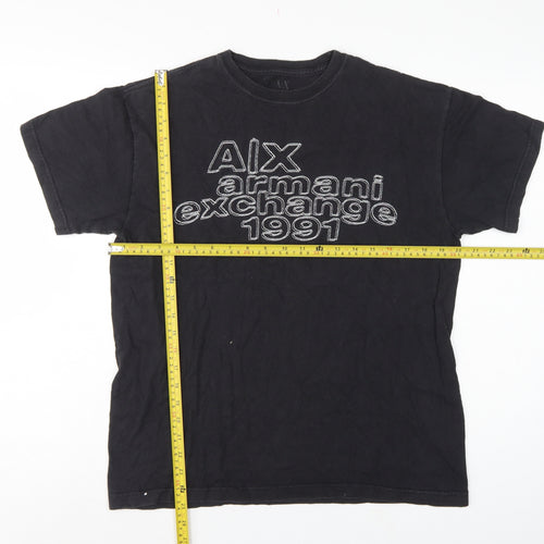 Armani Exchange Men’s Black S Logo Graphic Cotton Crew Neck T-Shirt