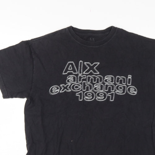 Armani Exchange Men’s Black S Logo Graphic Cotton Crew Neck T-Shirt
