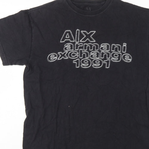 Armani Exchange Men’s Black S Logo Graphic Cotton Crew Neck T-Shirt
