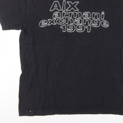 Armani Exchange Men’s Black S Logo Graphic Cotton Crew Neck T-Shirt