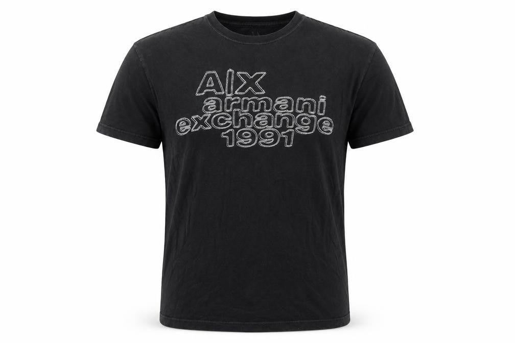 Armani Exchange Men’s Black S Logo Graphic Cotton Crew Neck T-Shirt