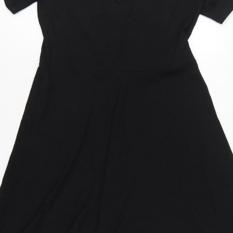 Dorothy Perkins Women Black UK 16 Fit & Flare Cold Shoulder Midi Dress