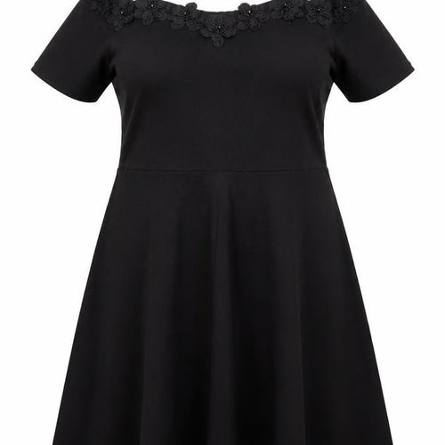 Dorothy Perkins Women Black UK 16 Fit & Flare Cold Shoulder Midi Dress