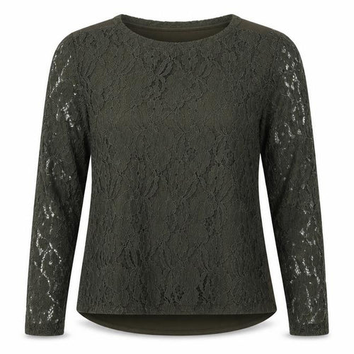 H&M Women Green UK 12 Floral Lace Long Sleeve Lined Blouse