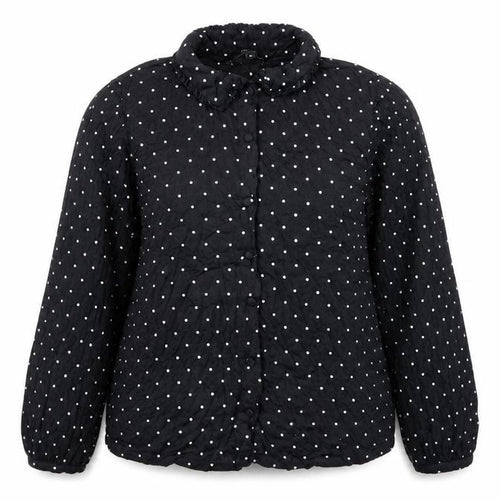 Next Women's Black Polka Dot Ruffle Button-Up Blouse UK 14 Long Sleeve