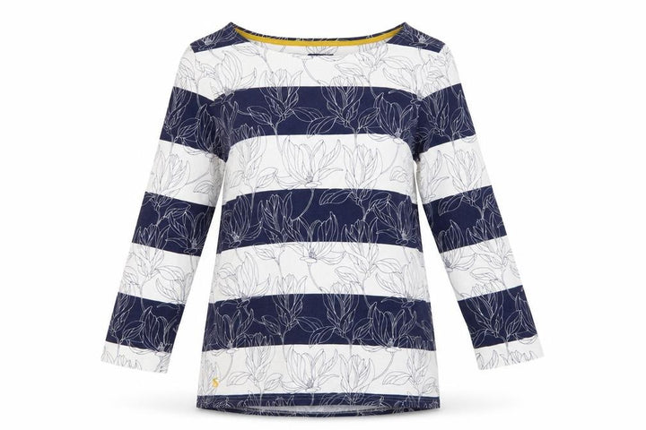 Joules Women Multicoloured UK 12 Floral Stripe Cotton 3/4 Sleeve T-Shirt