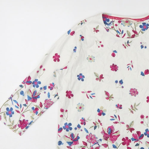 Country Rose Women’s Ivory Floral Cotton M 3/4 Sleeve Blouse