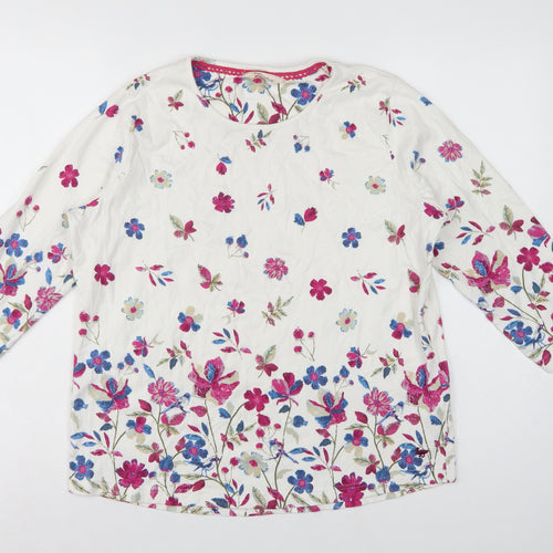 Country Rose Women’s Ivory Floral Cotton M 3/4 Sleeve Blouse