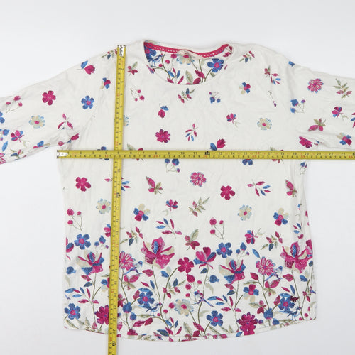 Country Rose Women’s Ivory Floral Cotton M 3/4 Sleeve Blouse