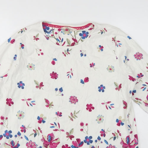 Country Rose Women’s Ivory Floral Cotton M 3/4 Sleeve Blouse