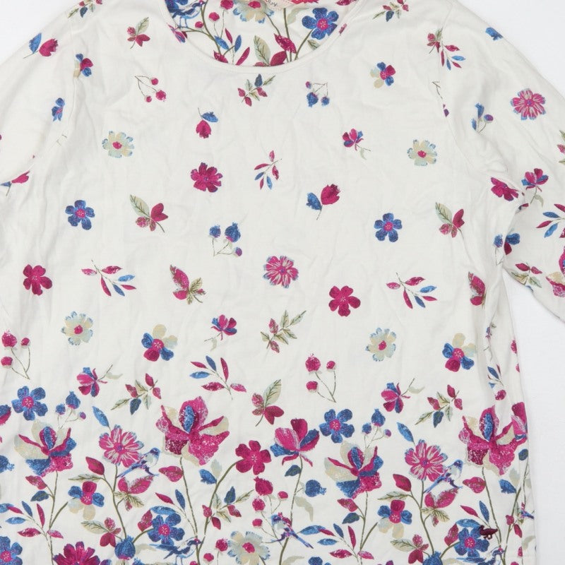 Country Rose Women’s Ivory Floral Cotton M 3/4 Sleeve Blouse