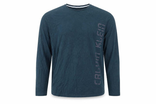 Calvin Klein Men’s Blue XL Long Sleeve Logo Pyjama Top Cotton