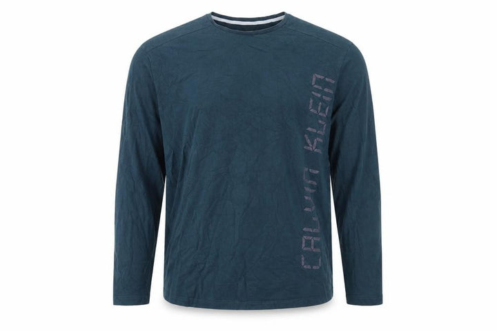 Calvin Klein Men’s Blue XL Long Sleeve Logo Pyjama Top Cotton