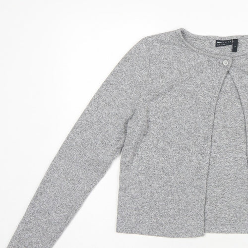 ASOS Design Women Grey UK 10 Basic Knit Button-Up Cardigan