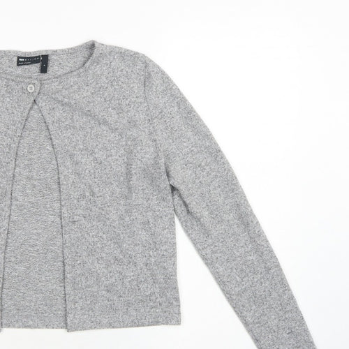 ASOS Design Women Grey UK 10 Basic Knit Button-Up Cardigan