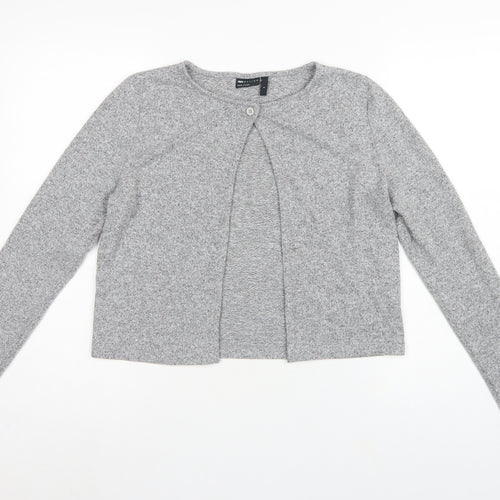 ASOS Design Women Grey UK 10 Basic Knit Button-Up Cardigan