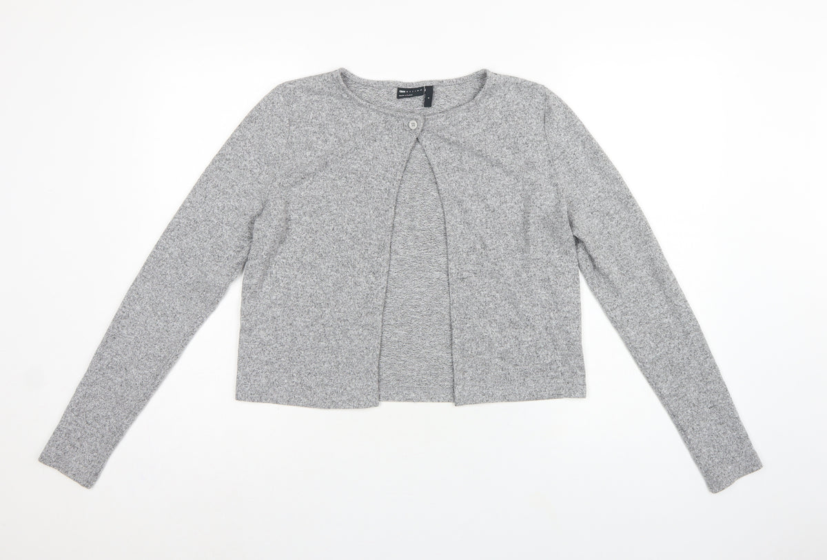 ASOS Design Women Grey UK 10 Basic Knit Button-Up Cardigan