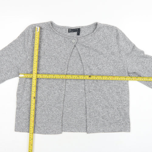 ASOS Design Women Grey UK 10 Basic Knit Button-Up Cardigan