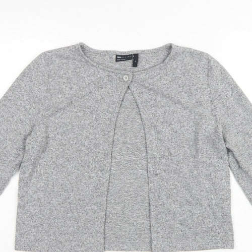 ASOS Design Women Grey UK 10 Basic Knit Button-Up Cardigan
