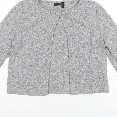 ASOS Design Women Grey UK 10 Basic Knit Button-Up Cardigan