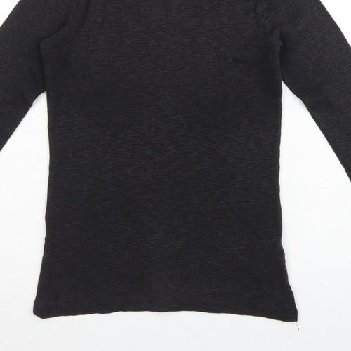 FatFace Women Black UK 10 Basic Rib Knit Roll Neck Long Sleeve Top