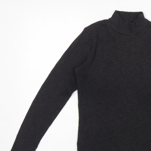 FatFace Women Black UK 10 Basic Rib Knit Roll Neck Long Sleeve Top