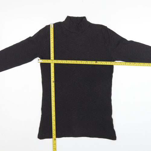 FatFace Women Black UK 10 Basic Rib Knit Roll Neck Long Sleeve Top