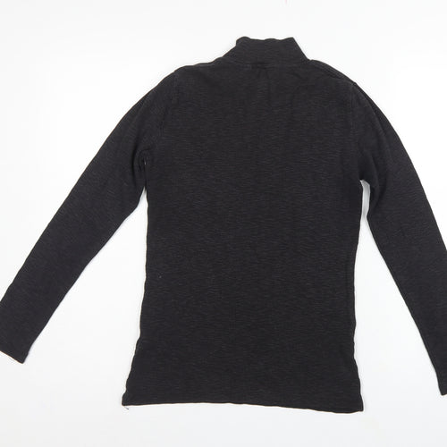 FatFace Women Black UK 10 Basic Rib Knit Roll Neck Long Sleeve Top