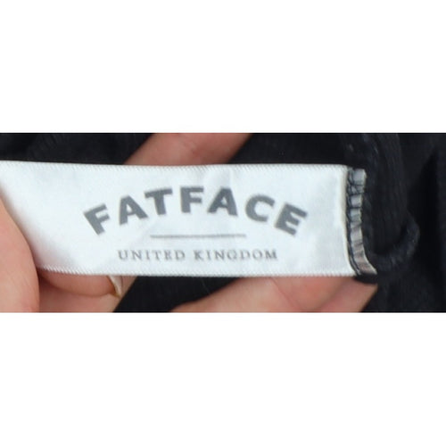 FatFace Women Black UK 10 Basic Rib Knit Roll Neck Long Sleeve Top