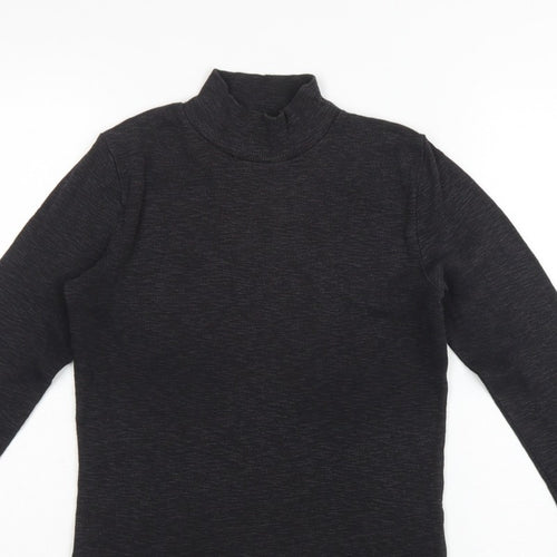 FatFace Women Black UK 10 Basic Rib Knit Roll Neck Long Sleeve Top