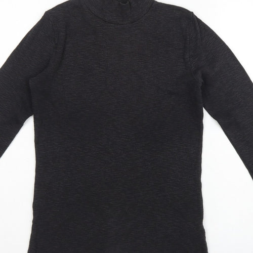 FatFace Women Black UK 10 Basic Rib Knit Roll Neck Long Sleeve Top